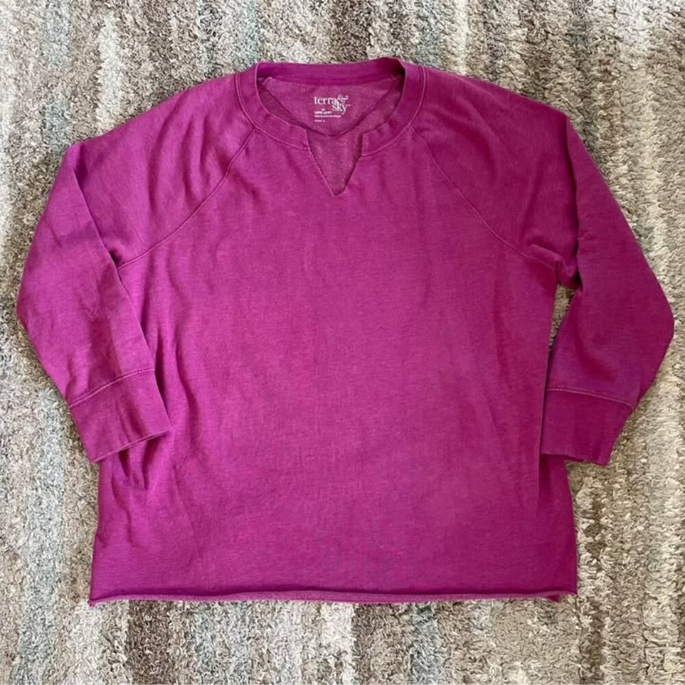 Terra & Sky Women’s Sz 1X Lightweight Sweatshirt Pink
